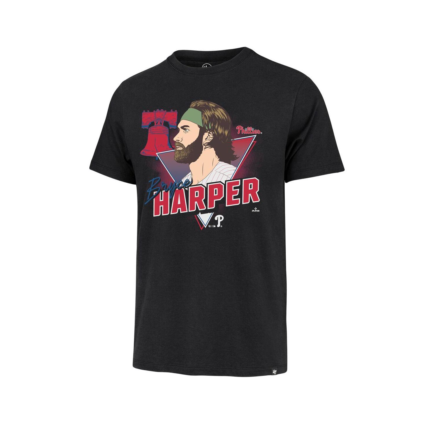 Men's Bryce Harper Black Philadelphia Phillies Player Caricature Franklin T-Shirt
