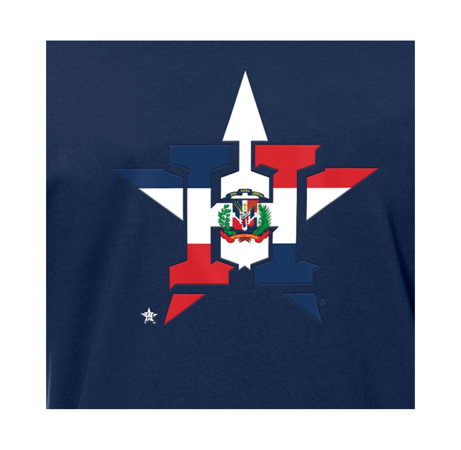 Men's Navy Houston Astros Dominican Republic Flag Logo T-Shirt