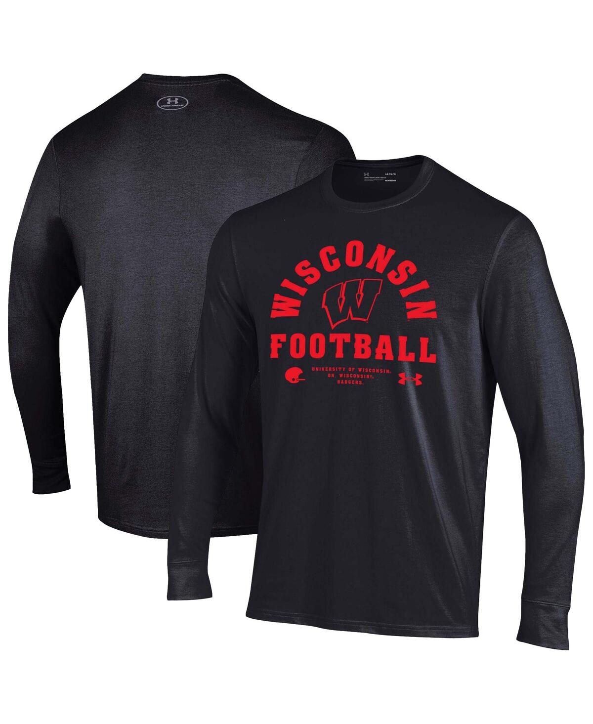 Men's Black Wisconsin Badgers 2025 Sideline Football Performance Cotton Long Sleeve T-Shirt - Black