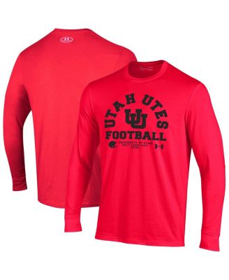 Under Armour - Men's Red Utah Utes 2025 Sideline Football Performance Cotton Long Sleeve T-Shirt