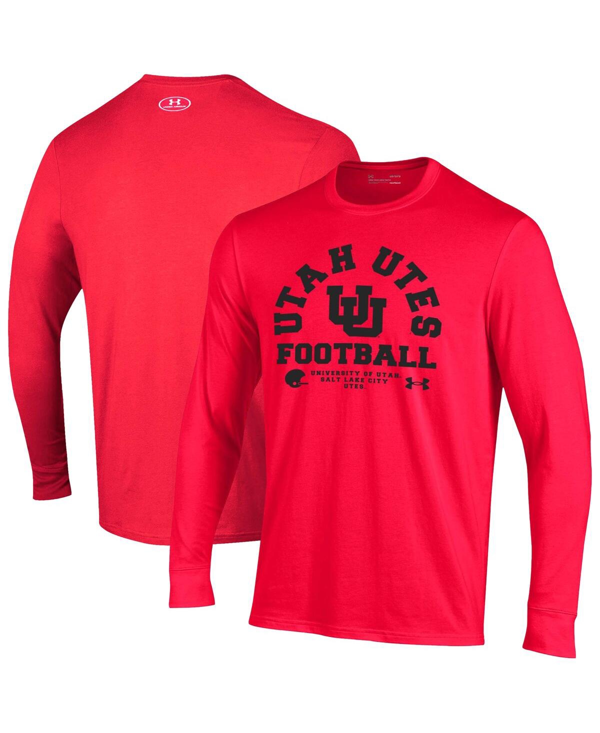 Men's Red Utah Utes 2025 Sideline Football Performance Cotton Long Sleeve T-Shirt - Red