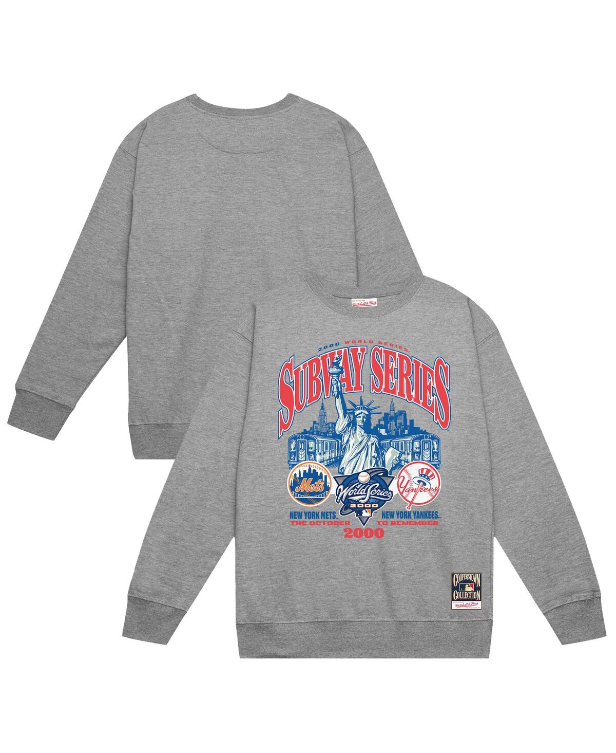 Men's Heather Gray New York Yankees vs. New York Mets 2000 World Series Pullover Sweatshirt - Heather Gray