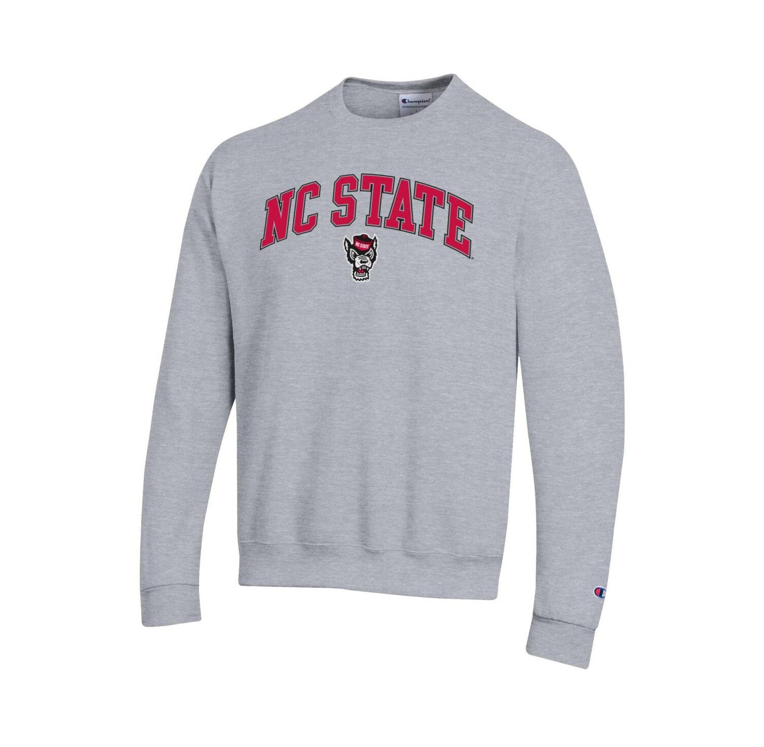 Men's Heather Gray NC State Wolfpack Arch Over Logo Pullover Sweatshirt