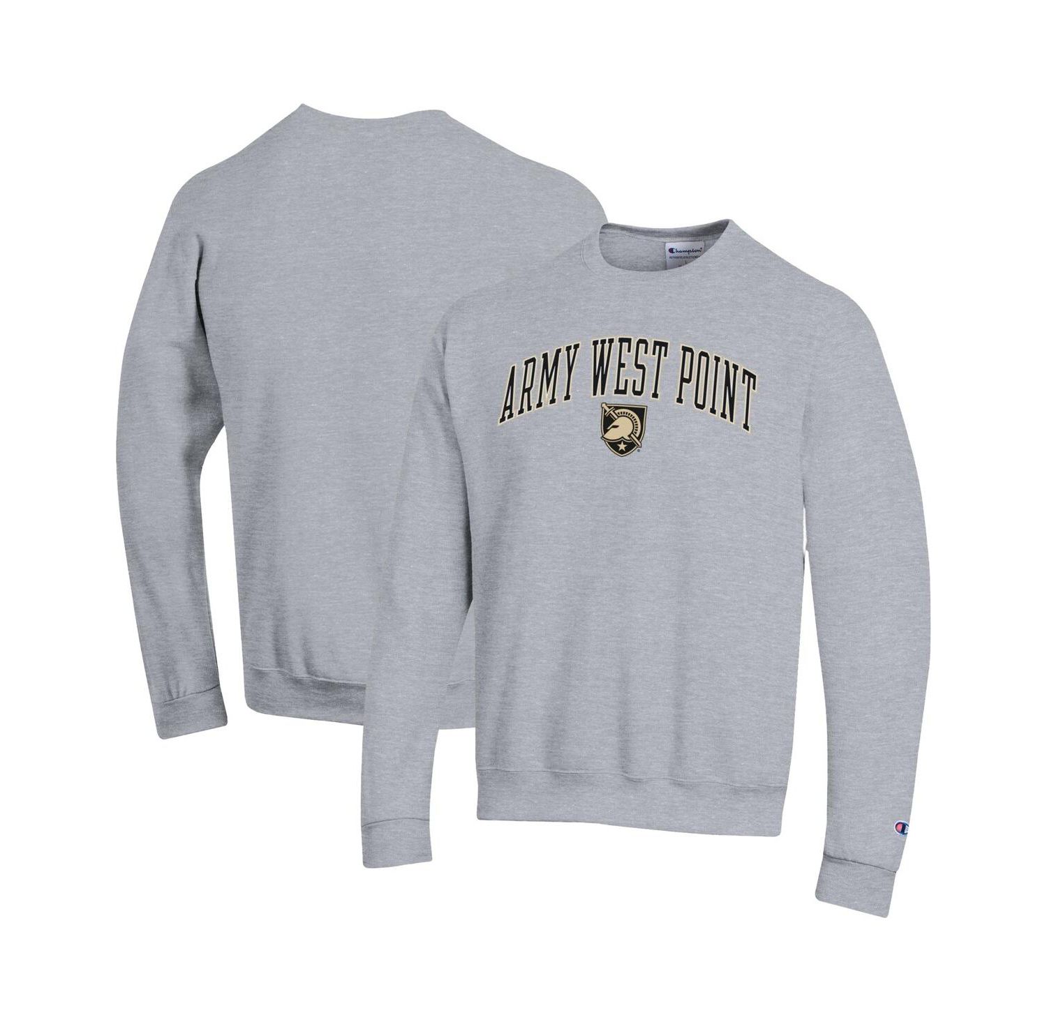 Men's Heather Gray Army Black Knights Arch Over Logo Pullover Sweatshirt