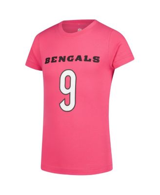 Big Girls Joe Burrow Pink Cincinnati Bengals Player Name Number T-Shirt