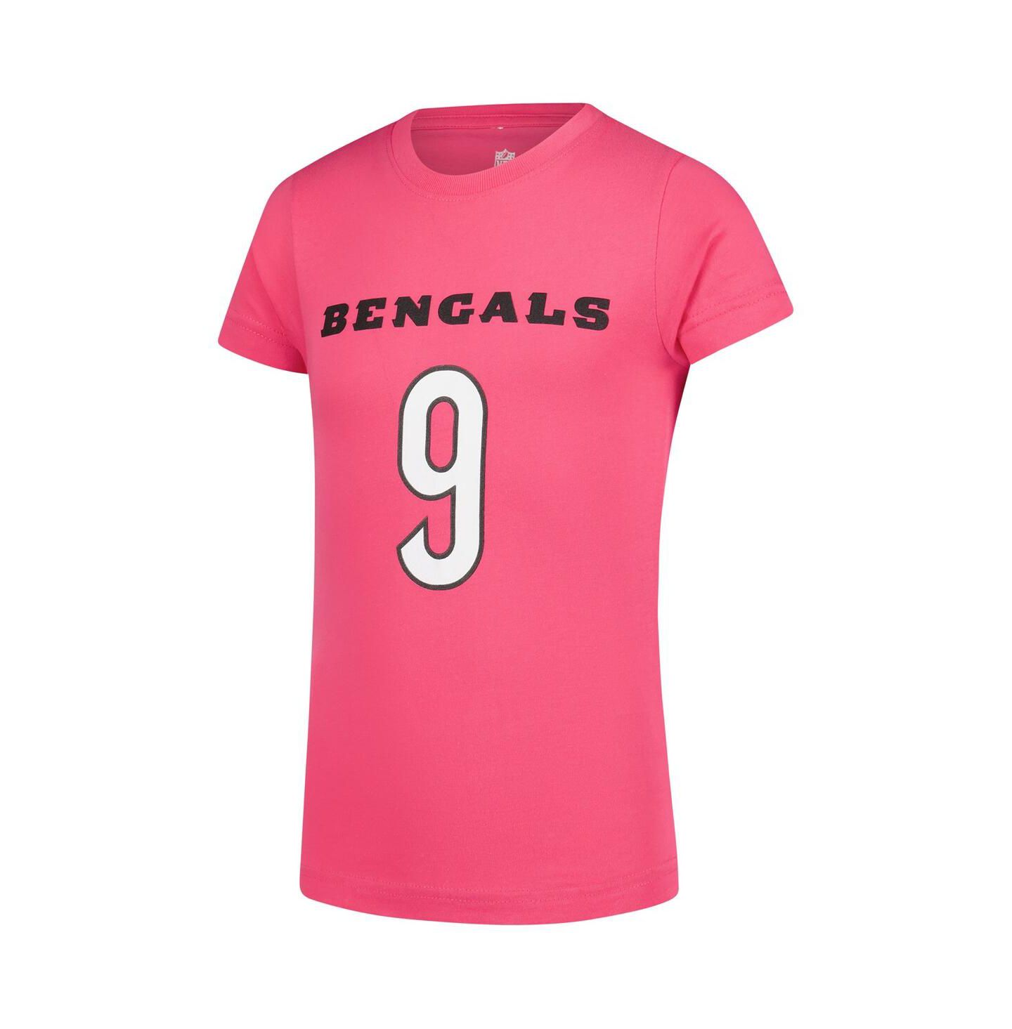 Футболка Nike Joe Burrow Pink Cincinnati Bengals Player Name & Number T-Shirt для девочек — фото 3