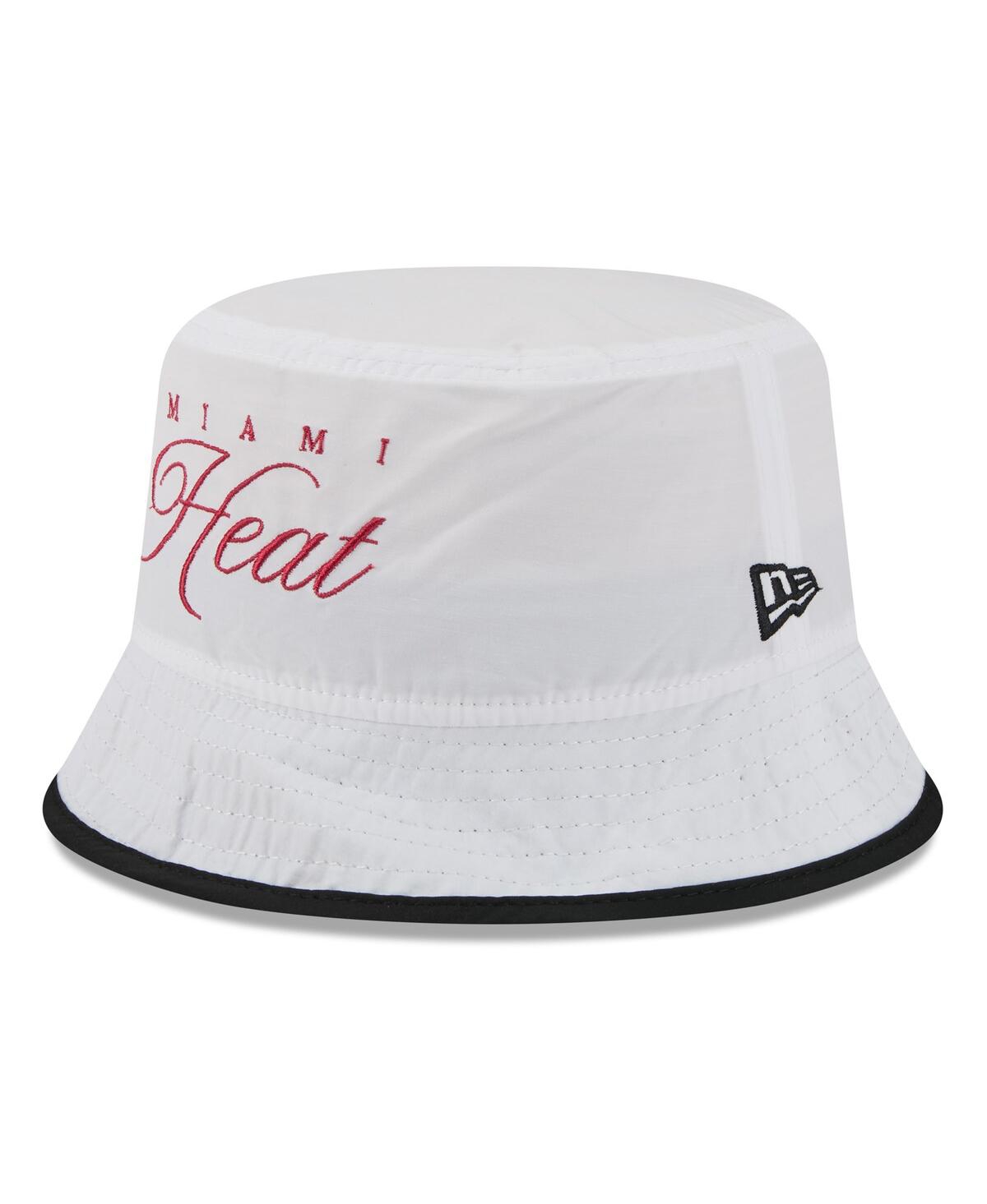 New Era Men's White/black Miami Heat 2025 Nba Draft Nylon Bucket Hat In Multi