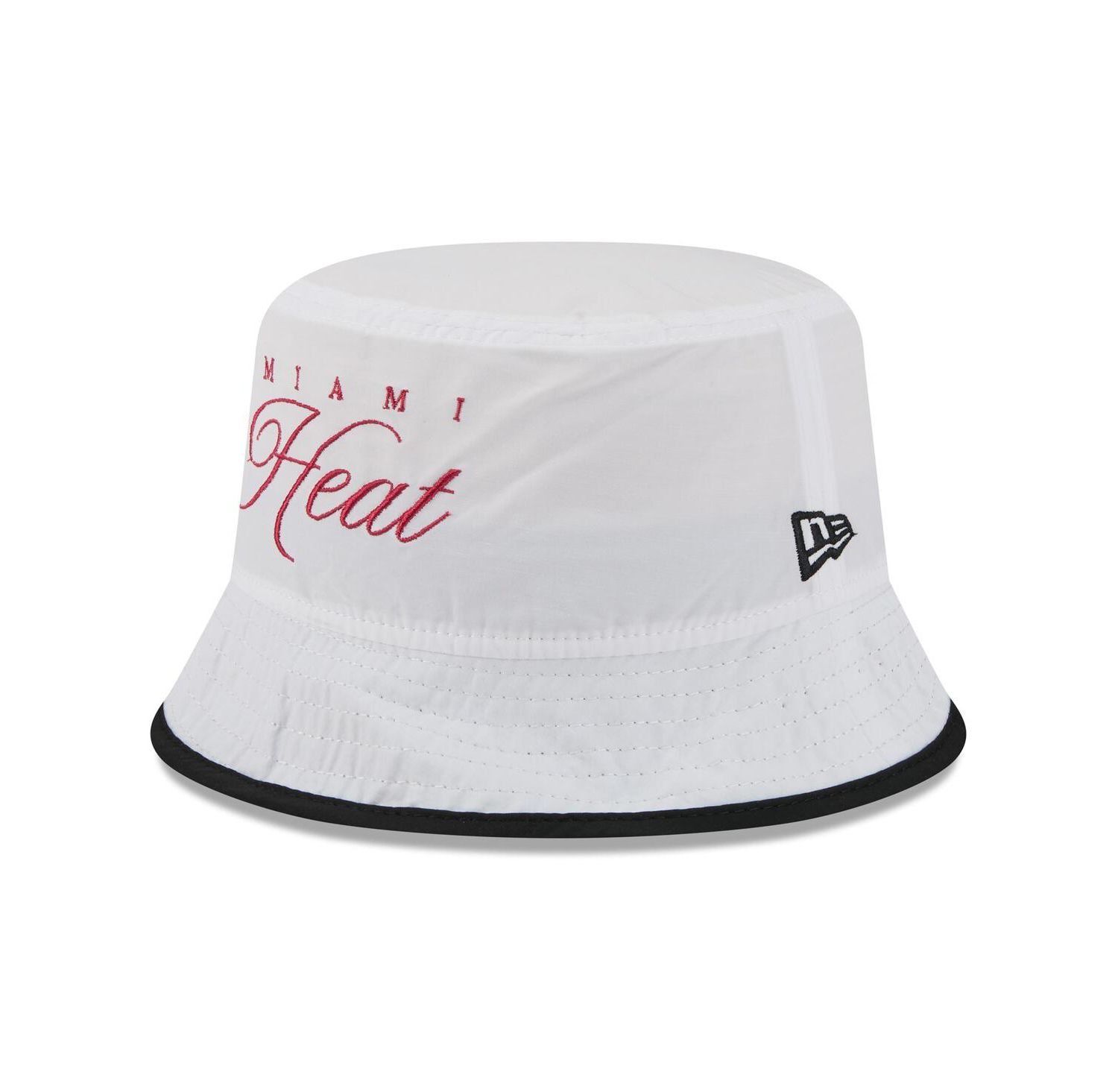 Men's White/Black Miami Heat 2025 NBA Draft Nylon Bucket Hat
