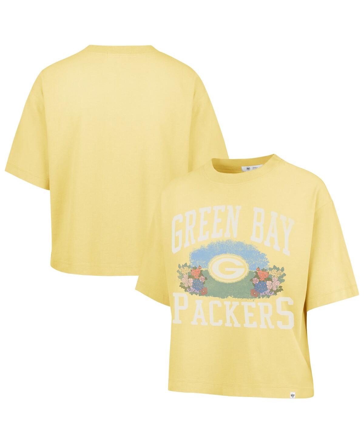 Women's Yellow Green Bay Packers Florentina Montauk Cropped T-Shirt - Yellow