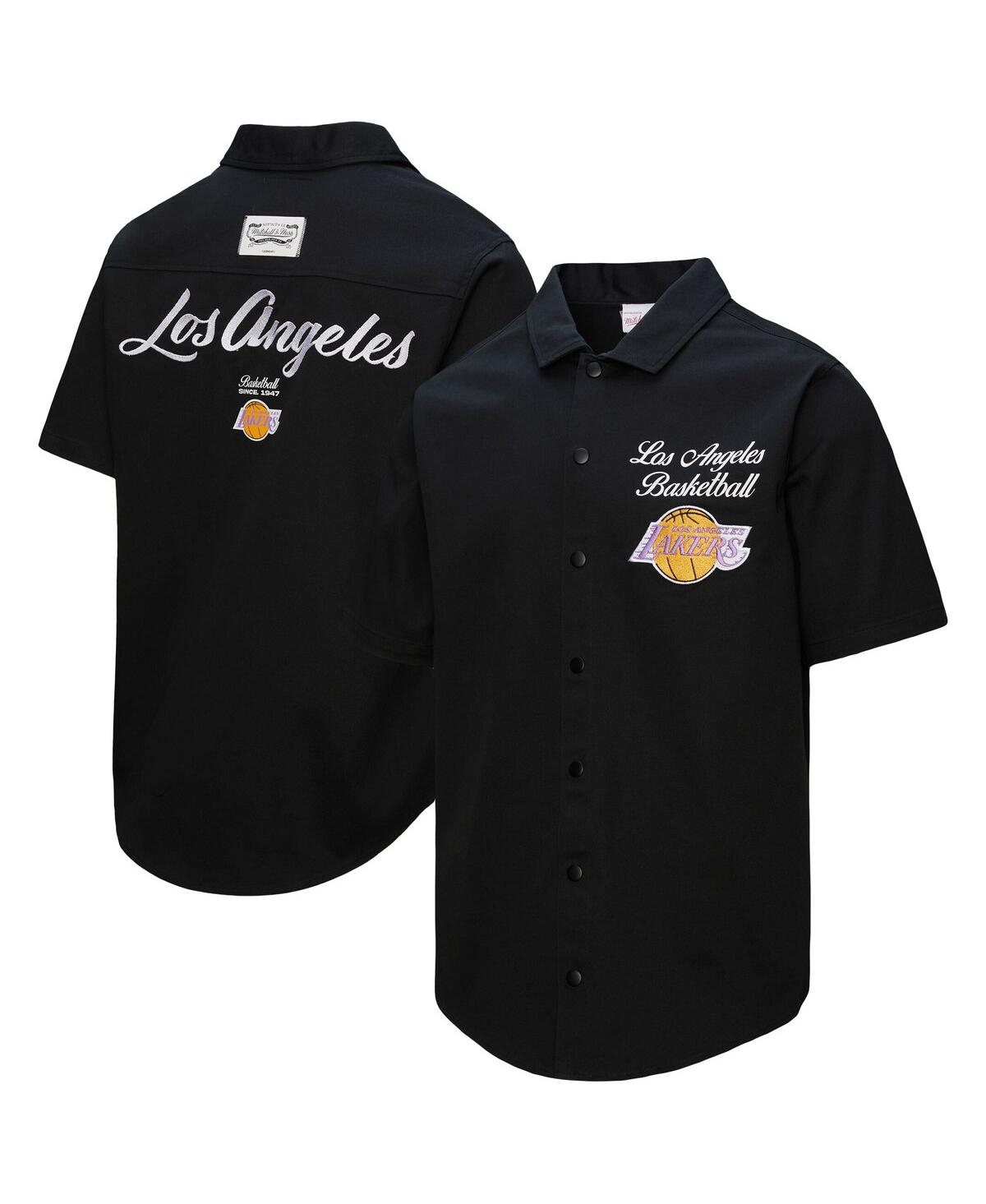 Men's Black Los Angeles Lakers Hardwood Classics Camp Shirt - Black