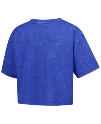 Women's&nbsp;Blue Detroit Lions Cropped Boxy Sport Classics Mineral Wash T-Shirt