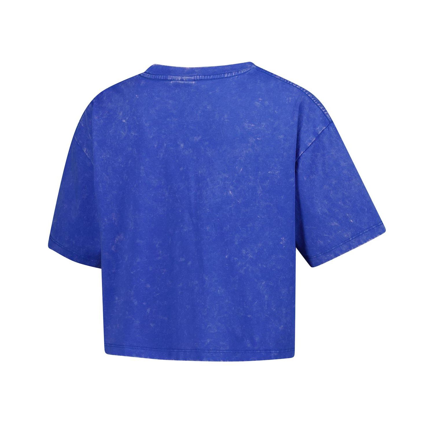 Women's Blue Detroit Lions Cropped Boxy Sport Classics Mineral Wash T-Shirt