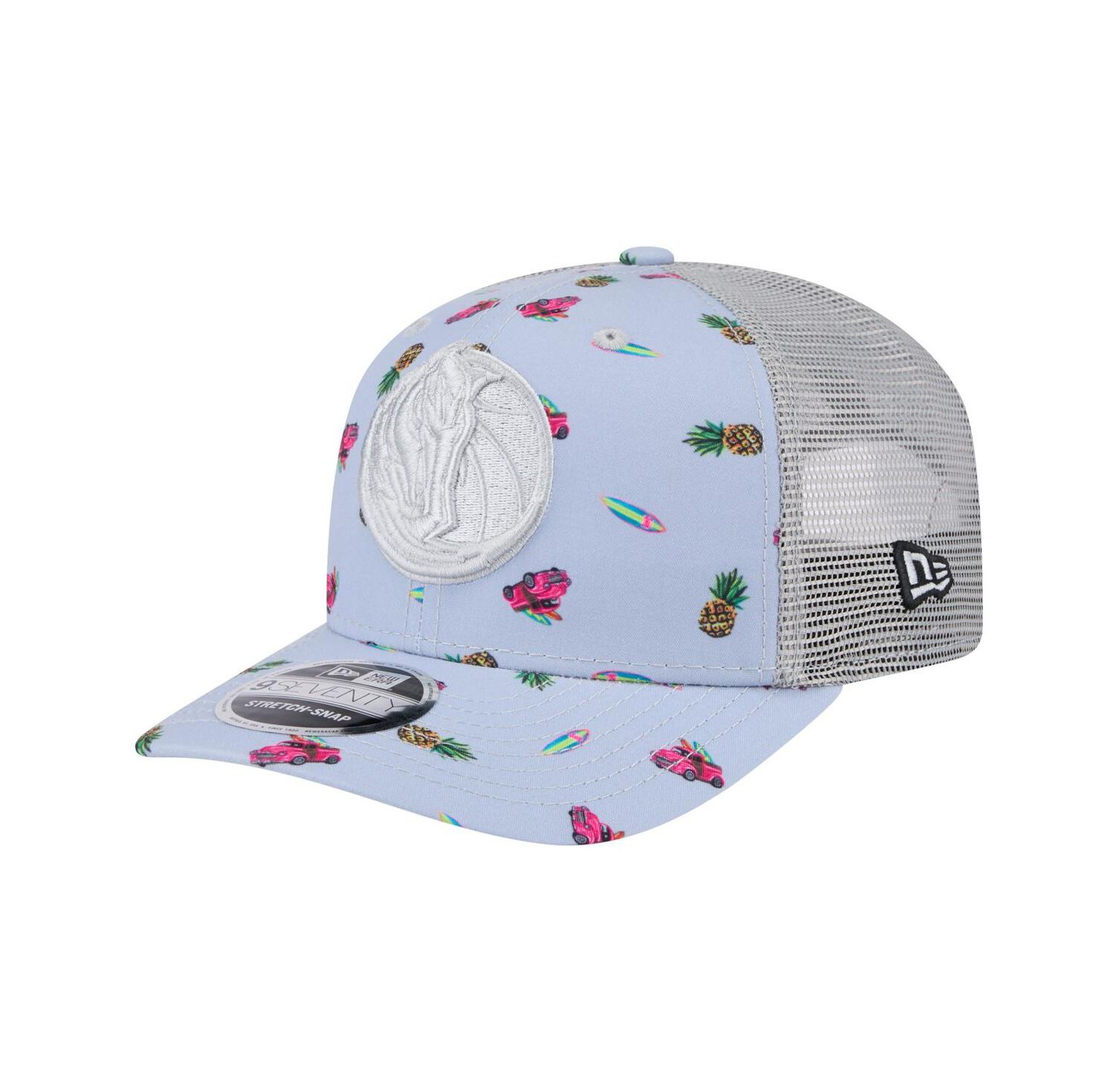 Men's Light Blue/Gray Dallas Mavericks Adventure Aloha Pattern 9SEVENTY Stretch-Snap Hat