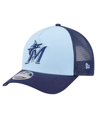 Men's Light Blue/Navy Miami Marlins 2-Tone Color Pack 9FORTY M-Crown A-Frame Adjustable Hat
