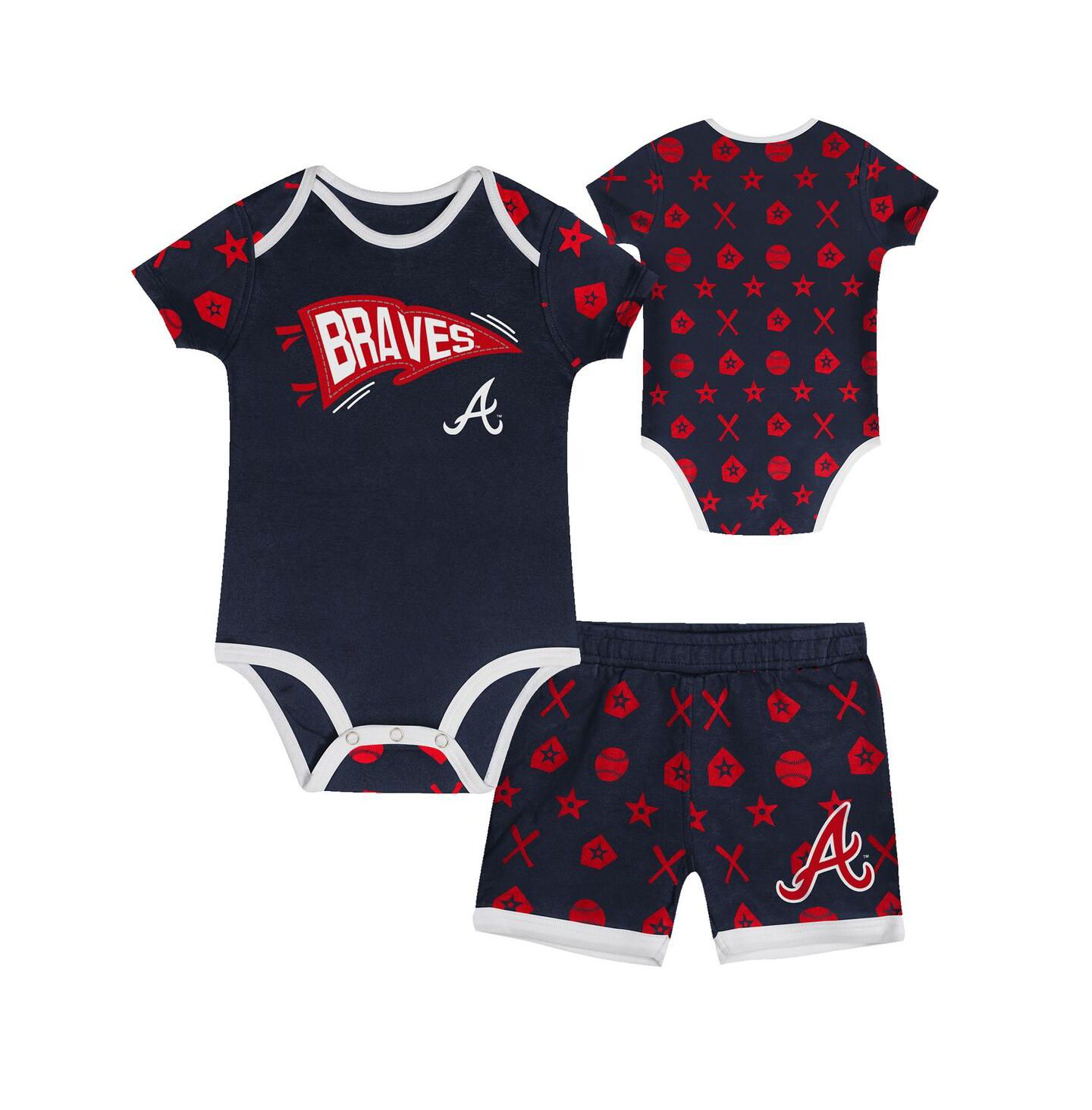 Outerstuff Big Boys and Girls Navy Atlanta Braves On Deck 2-Piece Diaper Cover Set — фото 1