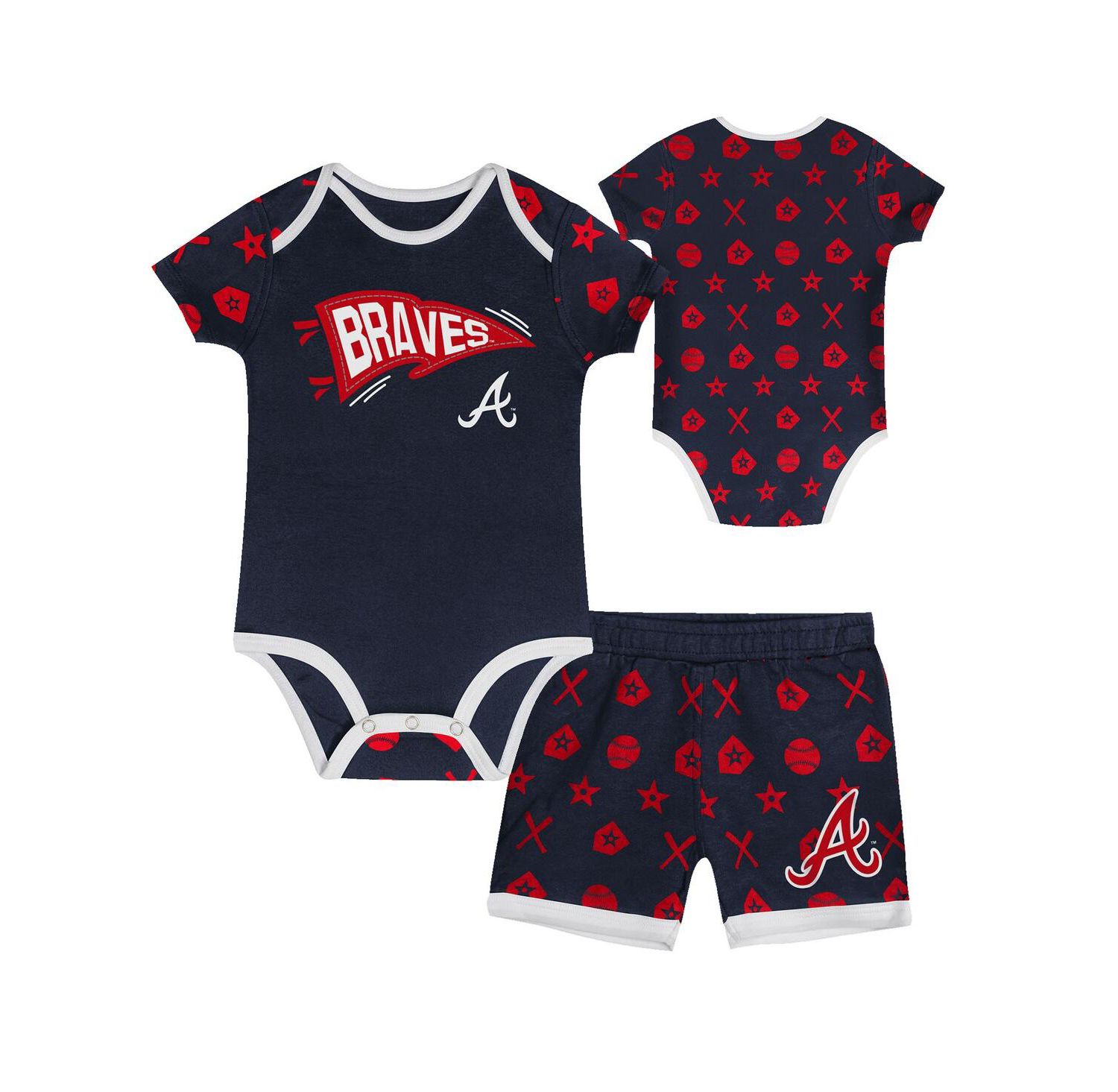 Big Boys and Girls Navy Atlanta Braves On Deck 2-Piece Diaper Cover Set