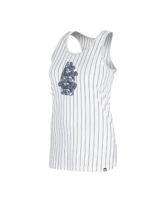 Women's&nbsp;White Chicago Cubs Gameday Pinstripe Tank Top