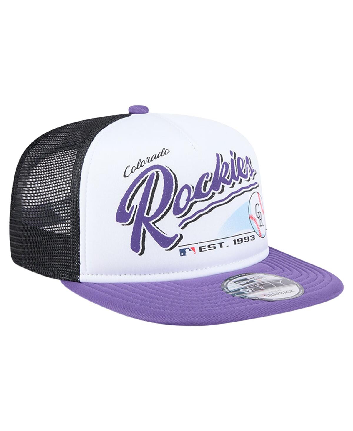 New Era Big Boys And Girls White Colorado Rockies Retro 9fifty Snapback Hat In Purple