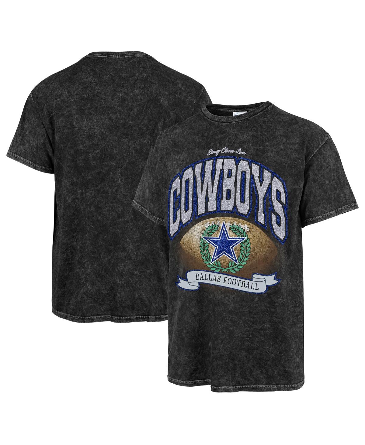 x '47 Brand Women's Black Dallas Cowboys Glitter Rocker Retro Tubular T-Shirt - Black