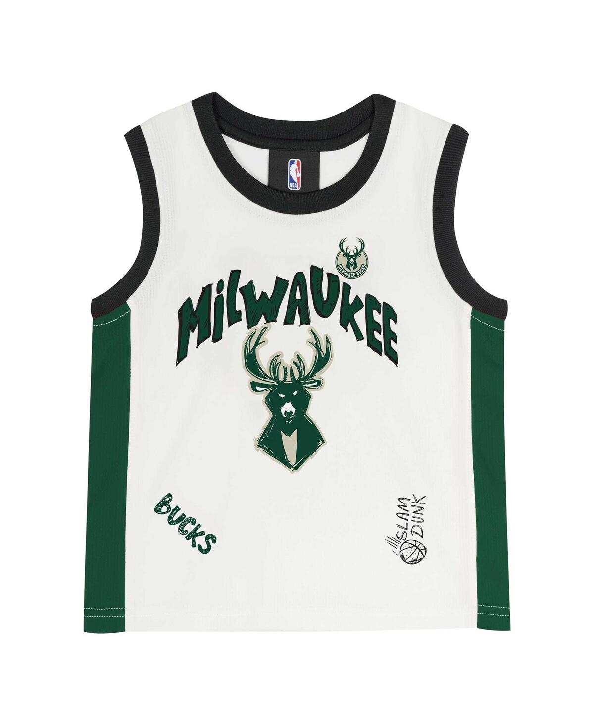 Outerstuff Preschool Milwaukee Bucks Mesh Tank Top And Shorts Set In Green