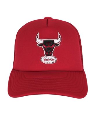 Big Boys and Girls Red Chicago Bulls Core Evergreen Trucker Adjustable Hat