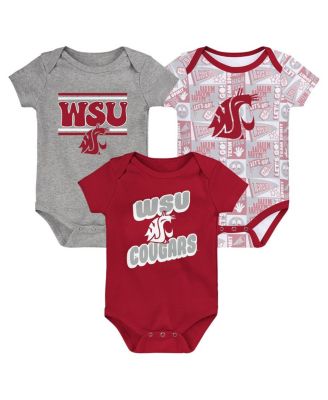 Outerstuff - Newborn 3-Pack Crimson Washington State Cougars Sunday Comics Bodysuit Set