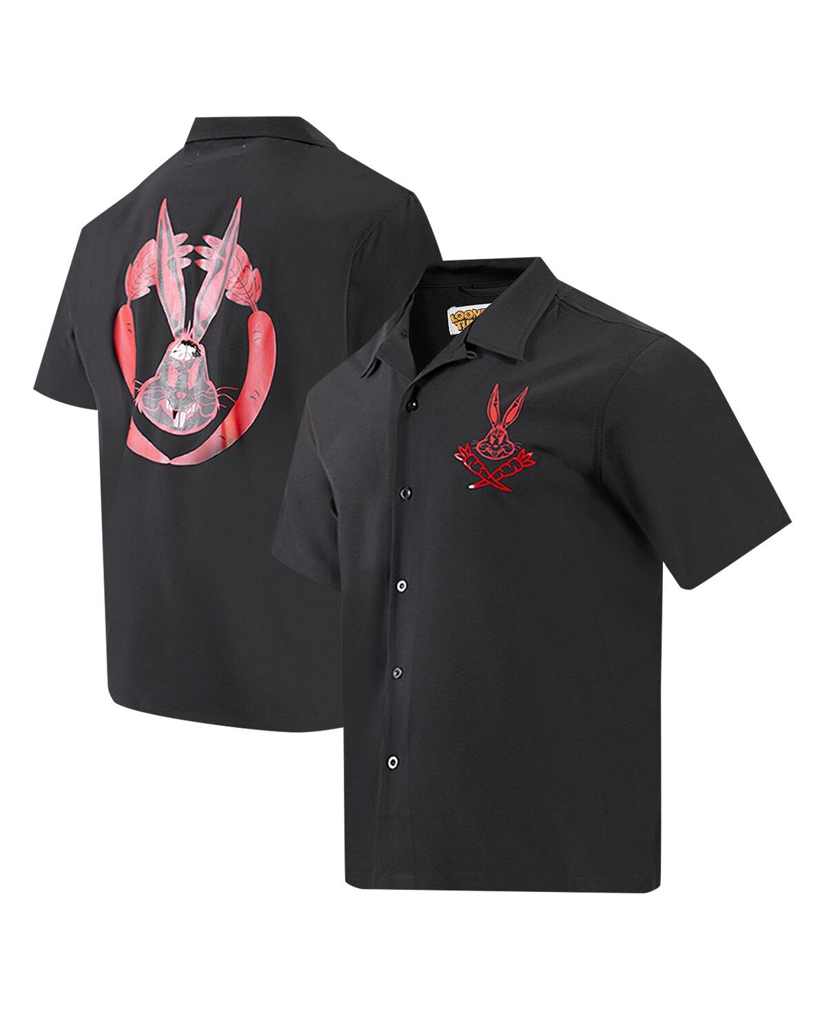 Men's Black Looney Tunes Bugs Bunny Melted Skeleton Button-Up Shirt - Black