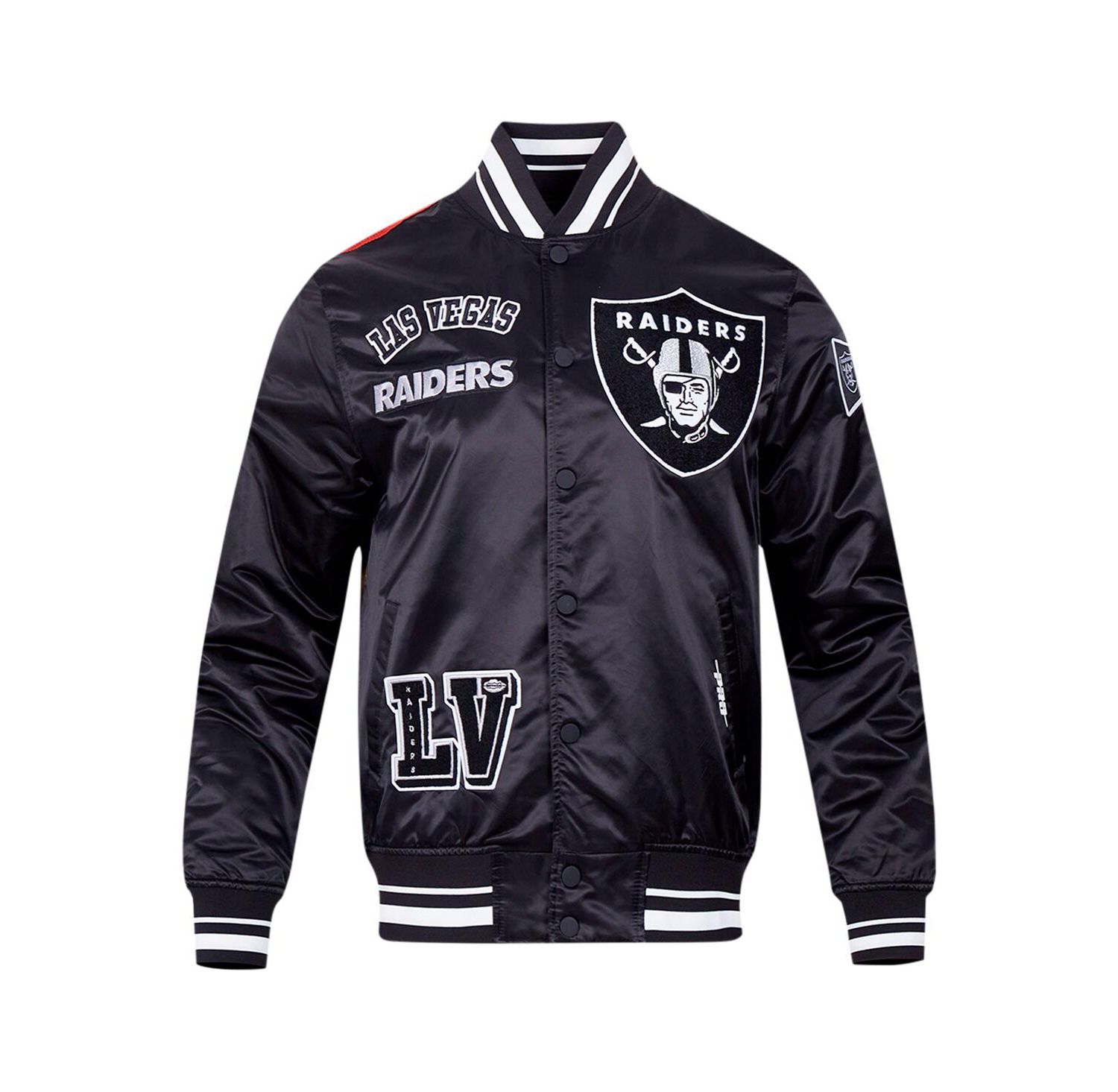 Men's Black Las Vegas Raiders Sublimated Satin Full-Snap Jacket