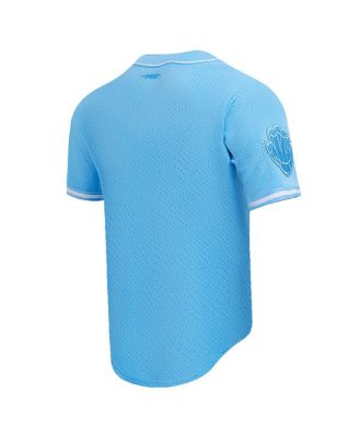 Men's Ja Morant Light Blue Memphis Grizzlies Triple Tonal Mesh Button-Up Shirt