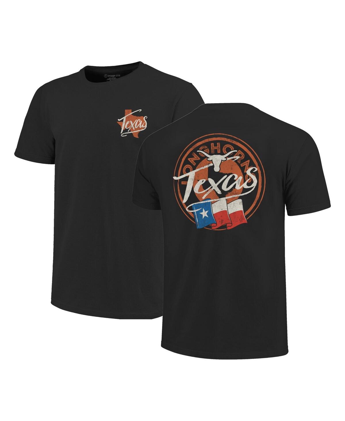 Men's Black Texas Longhorns Big Tall State Flag Circle Hyper Local Core T-Shirt - Black