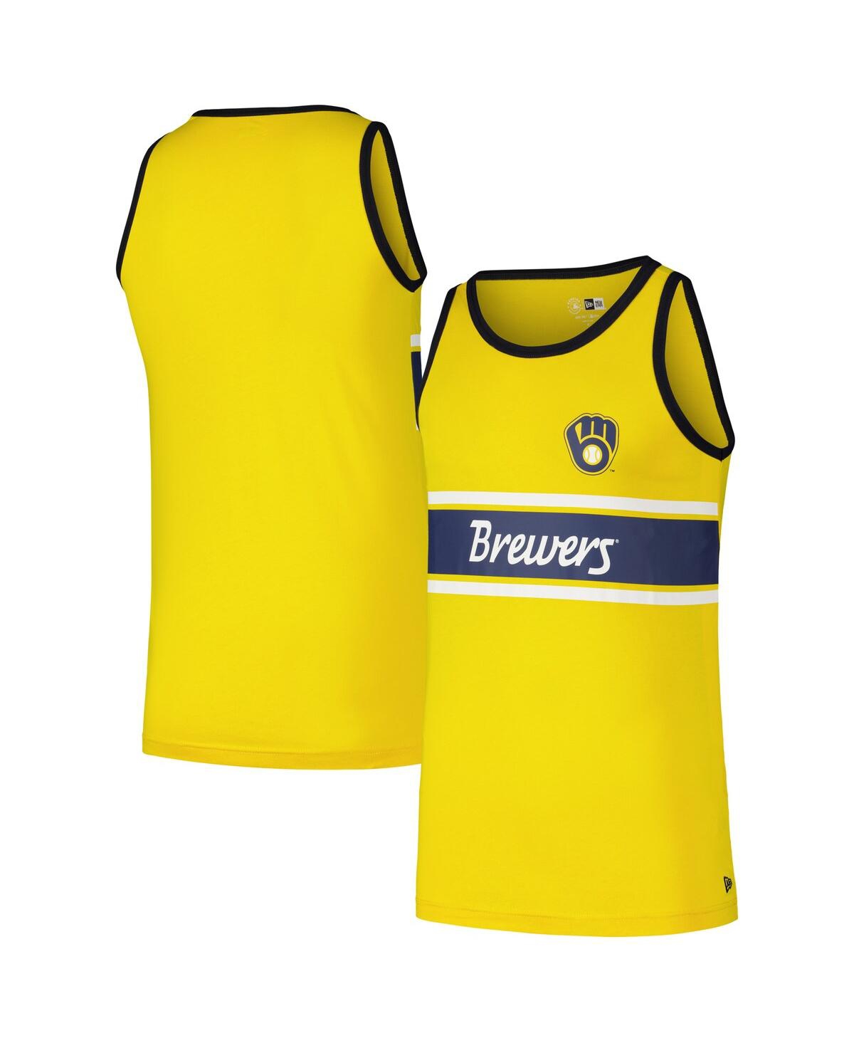 Men's Gold Milwaukee Brewers Jersey Ringer Tank Top - Gold