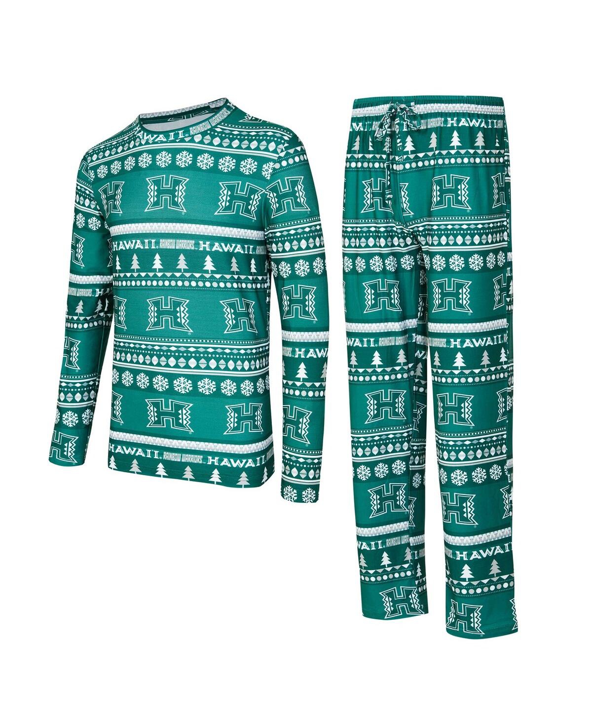 Men's 2-Pieace Green Hawaii Rainbow Warriors Swivel Long Sleeve Top and Pants Sleep Set - Green