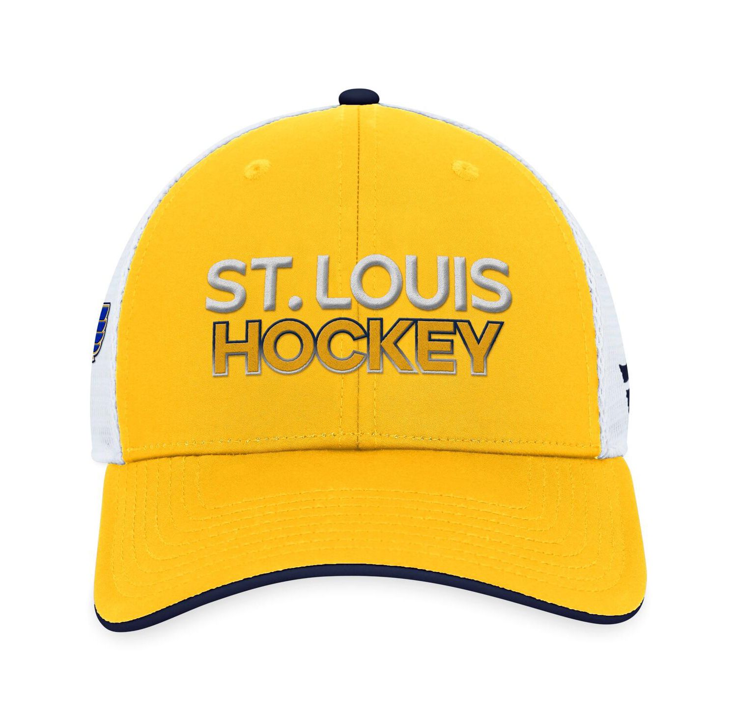 Men's Gold St. Louis Blues Authentic Pro Rink Trucker Adjustable Hat