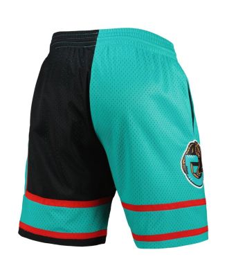 Men's Black/Turquoise Vancouver Grizzlies Hardwood Classics 2001 Split Swingman Shorts