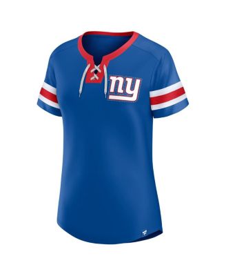 Women's Royal New York Giants Bling Athena Jersey Style Lace-up T-Shirt
