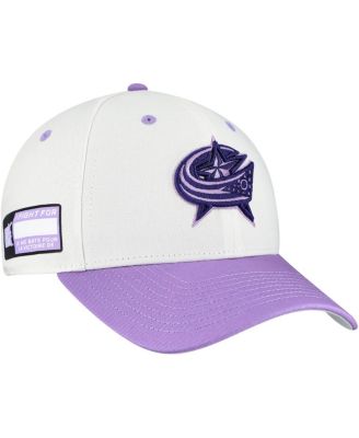 Fanatics - Men's White/Lavender Columbus Blue Jackets Authentic Pro Hockey Fights Cancer Adjustable Hat