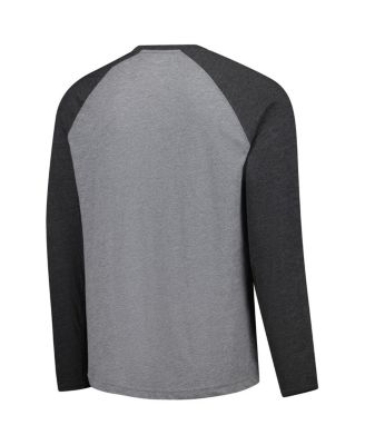 Men's Heather Gray/Heather Charcoal San Diego Padres Weathered Logo Tri-Blend Raglan Long Sleeve T-Shirt