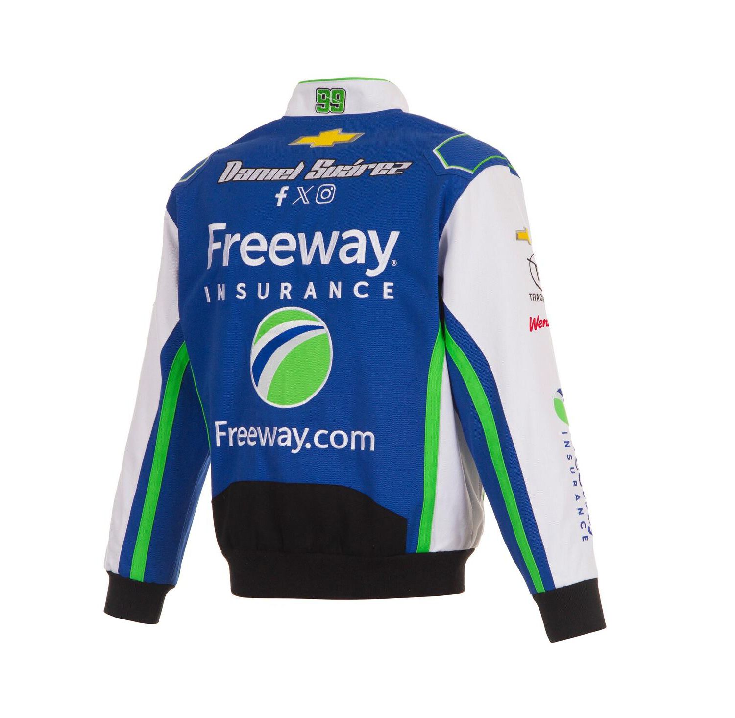 Men's Royal/White Daniel Suarez Freeway Insurance Full-Snap Twill Uniform Jacket