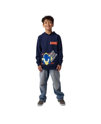 Big Boys Sonic Arrows & Checkered Flags Youth Navy Long Sleeve Hooded Sweatshirt-8