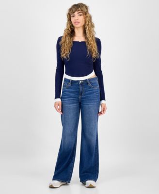 Juniors' Low-Rise Slouchy Flare Jeans 