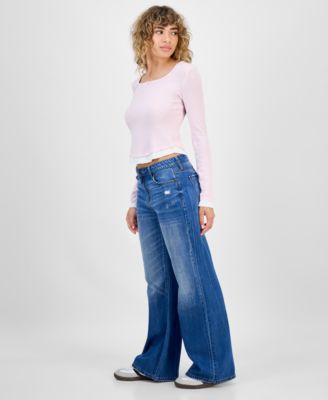 Juniors' Low-Rise Slouchy Flare Jeans 