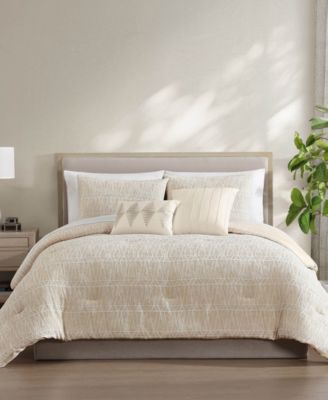 Hallmart Collectibles Wells Geometric 9 Pc. Comforter Set In Sand