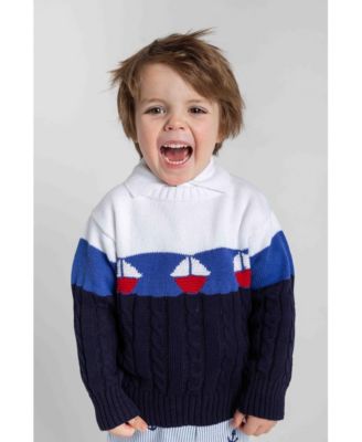 Toddler Boys Sweater With Sailboats