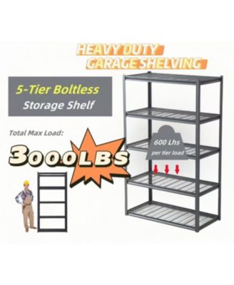 5 Tier Heavy Duty Metal Storage Shelves,Easy to Assemble,Adjustable,Storage Shelves for Basements, Garages and Kitchen, 72 "H35.4 "W17.7 "D