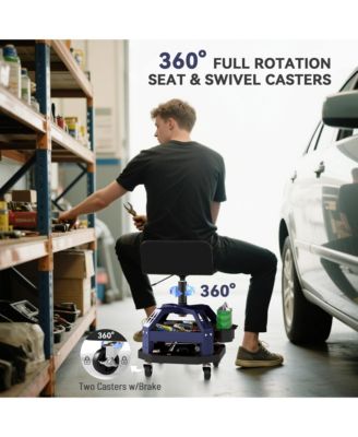 Rolling Mechanic Stool, 300 LBS Capacity Garage Stool,