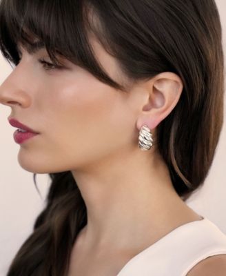 Modern Ribbed Hoops Earrings