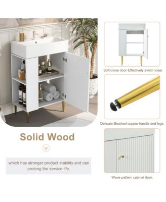 21.6" Bathroom Vanity Combo Cabinet with Single Ceramic Sink and Left Side Storage