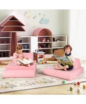 Modular 8-Piece Foam Play Couch for Kids with Plush Suede Covers – Perfect for Creative Play and Lounging