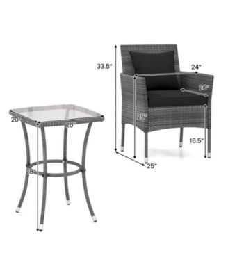 Comfortable 3-Piece Patio Conversation Set with Soft Cushions and Glass-Top Coffee Table for Outdoor Use