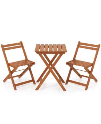 Space-Saving 3-Piece Outdoor Seating Set with Foldable Chairs and Coffee Table – Ideal for Small Patios